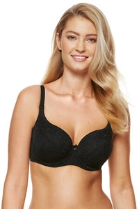 Gorteks Yvette/B4 Bügel BH Dame Dessous Stickerei versteift abnehmbar Setteil EU, Schwarz