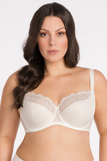 Gorsenia K357 Blanca Bügel BH Dame Dessous Spitze geblümt regulierbar Setteil EU, Elfenbein
