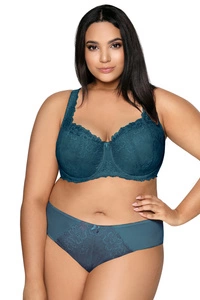 Mat Dame Bügel BH Gepolsterte Cups Spitze Blumenmuster Klassisch Komfortabel Elegant 053/22 Carmela Big, topasblau