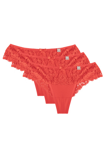 Wolbar Dame String Shorts Spitze Klassisch Stilvoll Unterhose Dessous WB481, Rot