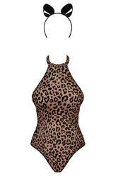 Obsessive Dame Teddy Body Reizwäsche sexy gemustert 2-teilig Leocatia, Braun