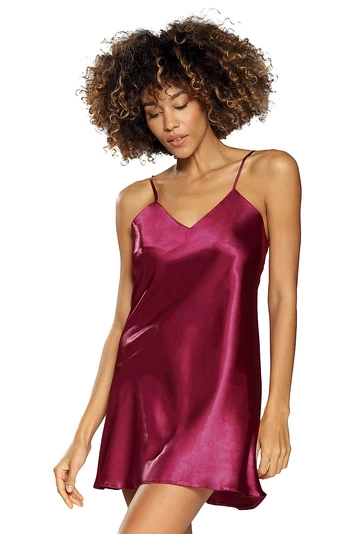 Dkaren Dame Nachthemd Satin Glatt Klassisch Mini Musterlos Nachtwäsche Karen, 