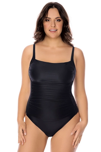 Vivisence Dame Badeanzug Bademode musterlos regulierbar Träger EU 3109, schwarz