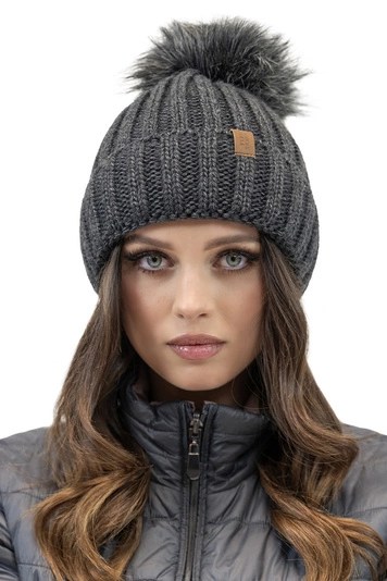 Vivisence Damen Bommelmütze Winter Fleecefutter Bommel Perfekte Passform 70100, graphit