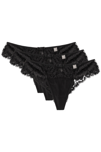 Wolbar Dame String Shorts Spitze Klassisch Stilvoll Unterhose Dessous WB481, Schwarz