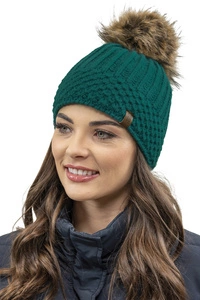 Vivisence Wintermütze mit Bommel Damen Warmes Ideal Für Kalte Wintertage 7016, dunkeltürkis