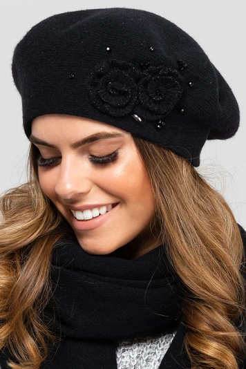 Kamea Damen Baskenmütze Kopfbedeckung Herbst Winter Barcelona, Schwarz