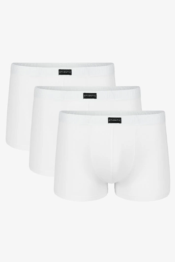 Atlantic Herren Boxershorts 3-er Pack Set Unterwäsche Glatt Baumwolle 3BMH-007, Weiß