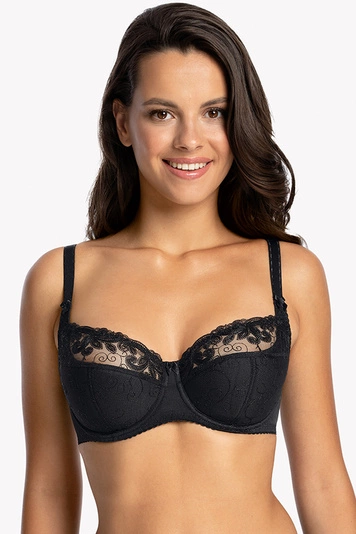 Gaia Dame BH Schalen Träger Schleife Netz  899 Goldie, Schwarz 2 