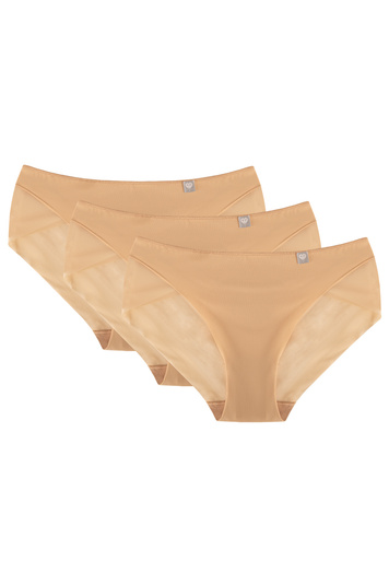 Wolbar Dame Slip Klassisch Elegant Netz Mesh Gummi Höschen Unterhose WB482, Beige