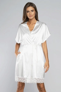 Italian Fashion Dame Morgenmantel Nachtwäsche Satin Schnürung Dotyk,