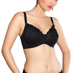 Jarpol 011 Bügel BH Dame Dessous Spitze reguliebar EU, Schwarz
