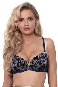Axami Dame Push-Up BH Geblümt Träger Schleife Stickerei  V-9421, Dunkelblau