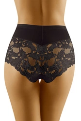 Wolbar Dame Slip Mit Hohem Bund Klassisch Elegant Netz Mesh Gummi Höschen Unterhose WB406, beige/schwarz/weiß