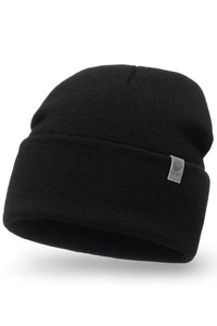 PaMaMi Herren Winter-Mütze | Schwarz | Gr. 56-60 cm in Strickoptik mit Umschlag | Sportliche, atmungsaktive Mütze im modernen Beanie-Style | Wärmend, hautfreundlich und pflegeleicht,