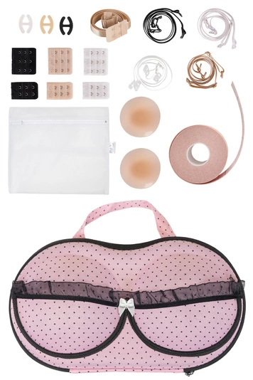 Kontri BH-Aufbewahrungstasche mit Accessoires BH Kofferorganizer Unterwäsche Etui Zubehör E1002 , Hellpink