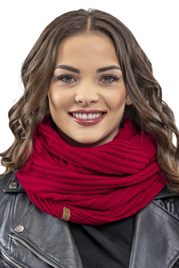 Vivisence Damen Winter Loop Schal Aus Modischer Gemütlich Wärmendem Garn Doppelt Um Den Hals Tragbar Wintertage Frauen Elegante Und Sportliche Outfits Winter Herbst Modell 7017s, Rot