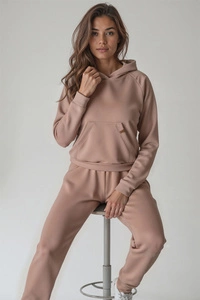 Vivisence Sweatshirt Baumwolle Lockerer Schnitt mit Kapuze Komfort Für Freizeit 9003, beige