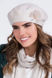 Kamea Dame Baskenmütze Kopfbedeckung Winter musterlos UNI warm Elza, Biege
