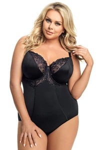 Gorsenia K356 Gala Body Dame Maxi Shapewear Stickerei Soft-Cups regulierbar EU, Schwarz