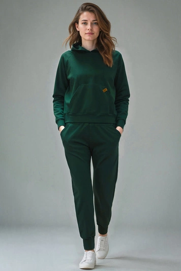 Vivisence Damen Trainingsanzug Zweiteiliges Set mit Kapuzenpullover und Jogginghose Lockerer Schnitt Kängurutasche Bündchen Elastischer Bund Alltagskleidung, 