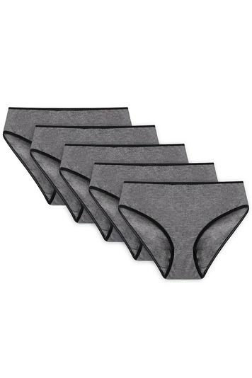 Vivisence Dame Slip Unterhose Klassisch Komfortabel Trendig Alltag Unterwäsche 4016, schwarzes Gummiband:graphit