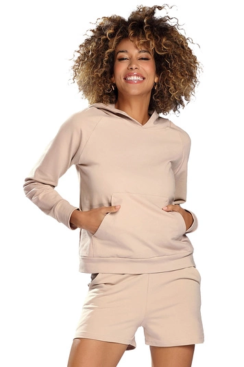 Dkaren Dame Homewear Set Bequem Musterlos Kapuze Tasche Komfortabel Koko, 