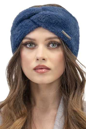 Vivisence Stirnband Damen Flauschig Gefüttert Verkreuzt Warm Herbst Winter 7093, dunkelblau