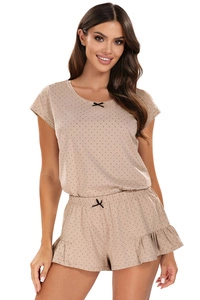 Vivisence Dame Schlafanzug 2-teiliges Set Pyjama T-Shirt Shorts Gemustert Tupfen 2021,