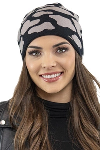 Vivisence Damen Beanie Wintermütze Warm und Bequem Kopfbedeckung Für Herbst und Winter Warm, Gemustert, Klassisch Mütze für Frauen, Hergestellt in EU, schwarz-beige