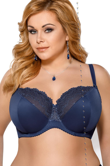 Gorsenia K369 Ocean Blue Soft BH Maxi Dame Dessous Spitze regulierbar Setteil