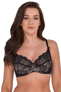 Gaia 534 Chantal Soft BH Damen Unterwäsche Spitze regulierbar Top Qualität EU, schwarz-braun