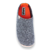 Vollsjö Damen Pantoffeln aus Filz Hausschuhe Hellgrau Filzschuhe für Frauen, Modisch und Gemütlich Freizeitschuhe Filzpantoffeln, Heimschuhe, Hergestellt in der EU, Grau-Orange