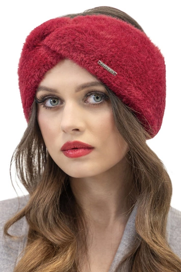 Vivisence Stirnband Damen Flauschig Gefüttert Verkreuzt Warm Herbst Winter 7093, weinrot
