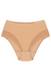 Wolbar Damen Slips Panties Höschen Hohe Taille Slips Hoher Taillenslip Bauchkontrolle Glatte Beschichtete Für den Alltag Unterhosen Maxi-Slip WB129, beige