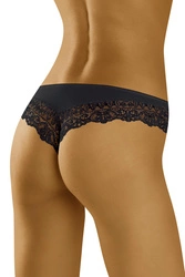 Wolbar Damen Sexy Shorts-Strings Spitze Miederslip Slips mit tiefer Hüftlinie WB409, schwarz