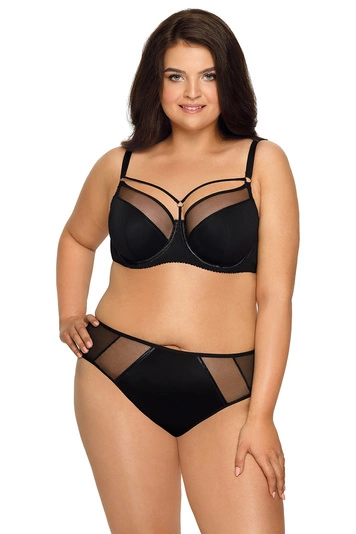 Ava Dame Slip musterlos Unterhose Tüllnetz gummiband Bund  1923 Protea, Schwarz