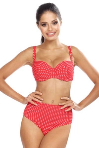 Lorin Bikini Set Dame Bademode regulierbar hoher Bund gepunktet L2430/2 , Orange