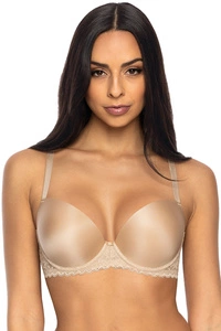 Mat Dame Push-Up BH Schalen Glatt Spitze Träger Schleife Dessous 0155/11/1 Jennifer II,