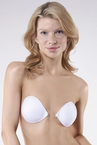 Julimex Damen Push-Up BH trägerlos rückenfrei Silikon Halterlos Hochzeit  BS-02, weiß