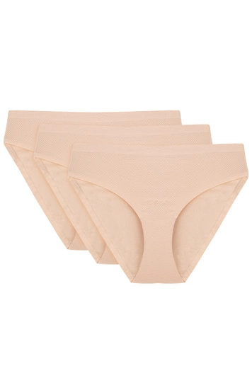 Vivisence Dame Slip 3-er Pack Unterhose Glatt Voll Nahtlos Klassisch  4011, beige