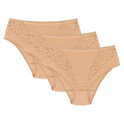 Wolbar Damen Maxi-Slip Mit Spitzeneinsatz 3-er Pack Komfortabel Elegant Unterwäsche WB51,