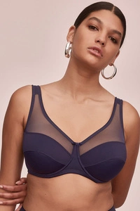 Alles Dame Soft-BH Netz Träger musterlos regulierbar  Havana 01, Dunkelblau