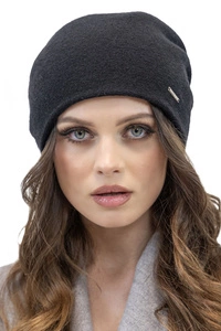 Vivisence Damen Mütze Wolle Falten Fleece Gefüttert Bequem Alltag Winter 7085, schwarz