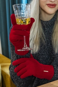 Vivisence Damen Handschuhe Winter Weichem und Warme Ideal für Kaltes Wetter 7202, rot