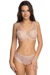 Gaia Dame Slip Brazilian Netz Mikrofaser Ausgeschnitten Unterhose 1124B Hera , Weiß