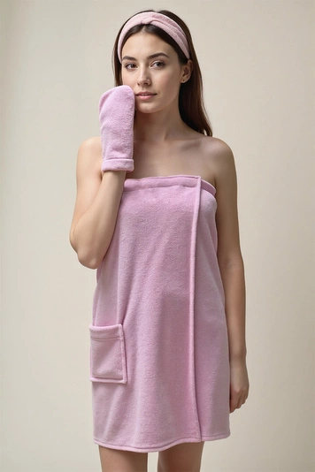 Vivisence Damen Sauna Set Mit Stirnband Baumwolle Ideal Für Komfort Nach Der Dusche, 