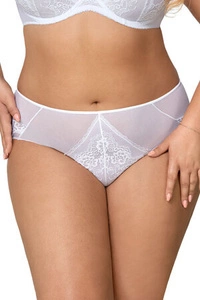 Ava Dame Slip Brazilian Spitze Tüll Zweifarbig Sinnlich Elegant 1824/1/B, Weiß