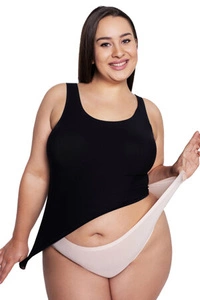Julimex Dame Top T-Shirt  musterlos Lingerie Flexi-One, Schwarz