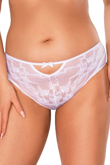 Vivisence Dame Slip Unterhose Spitze Tüll Aussschnitt Schleifchen Geblümt 1052, weiß